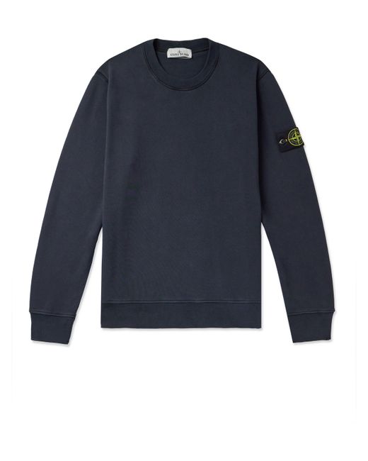Stone Island Logo-Appliquéd Garment-Dyed Cotton-Jersey Sweatshirt