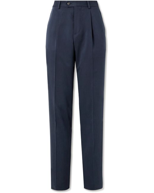 Brunello Cucinelli Straight-Leg Pleated Silk-Twill Suit Trousers