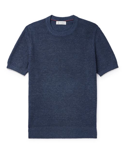 Brunello Cucinelli Ribbed Linen and Cotton-Blend T-Shirt