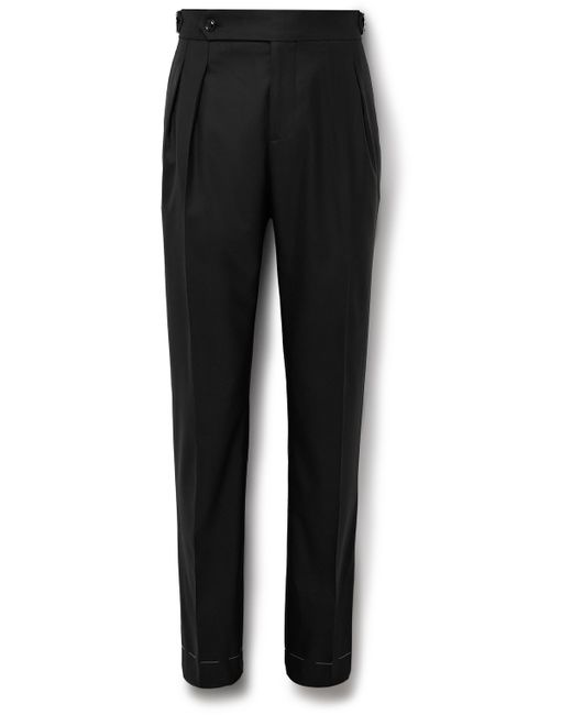 Brunello Cucinelli Slim-Fit Pleated Virgin Wool and Silk-Blend Tuxedo Trousers