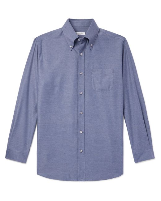 Loro Piana Button-Down Collar Cotton and Cashmere-Blend Denim Shirt