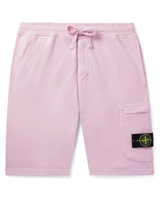 Stone Island Straight-Leg Logo-Appliquéd Cotton-Jersey Drawstring Shorts