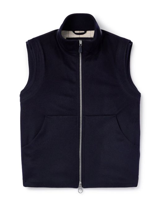 Loro Piana Ume Leather-Trimmed Cashmere Zip-Up Gilet