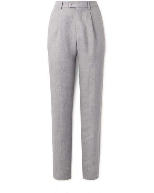 Brunello Cucinelli Straight-Leg Pleated Linen Suit Trousers