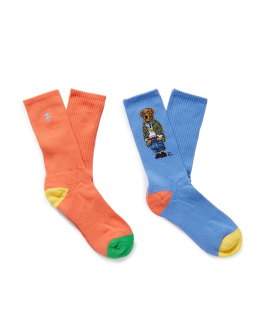 Polo Ralph Lauren Two-Pack Ribbed Jacquard-Knit Cotton-Blend Socks