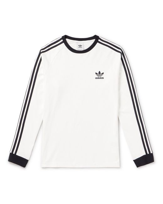 Adidas Originals Striped Logo-Embroidered Cotton-Jersey T-Shirt