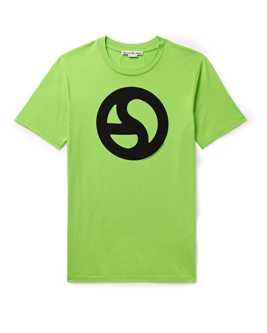 Acne Studios Everest Logo-Print Neon Cotton and Lyocell-Blend Jersey T-Shirt