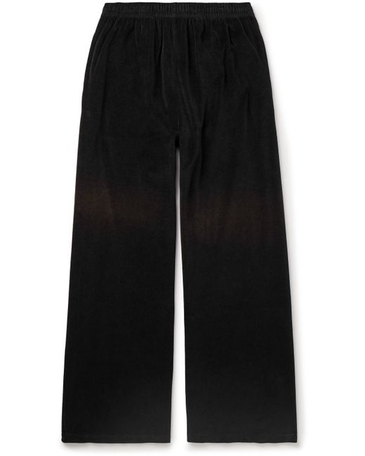 Acne Studios Fega Wide-Leg Logo-Embossed Cotton-Blend Velour Track Pants