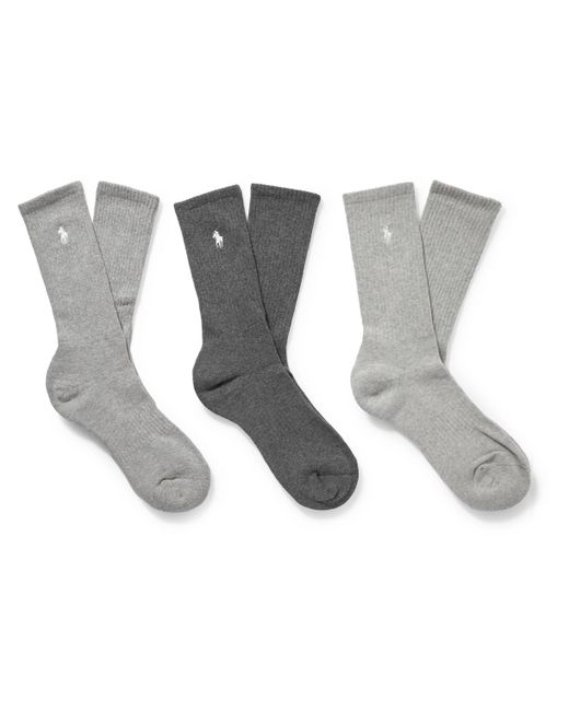 Polo Ralph Lauren Three-Pack Logo-Embroidered Ribbed Cotton-Blend Socks