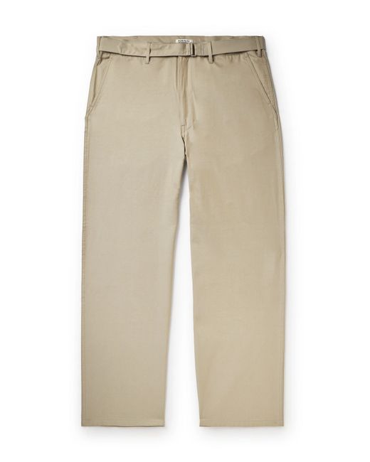 Auralee Finx Straight-Leg Belted Cotton and Silk-Blend Twill Trousers