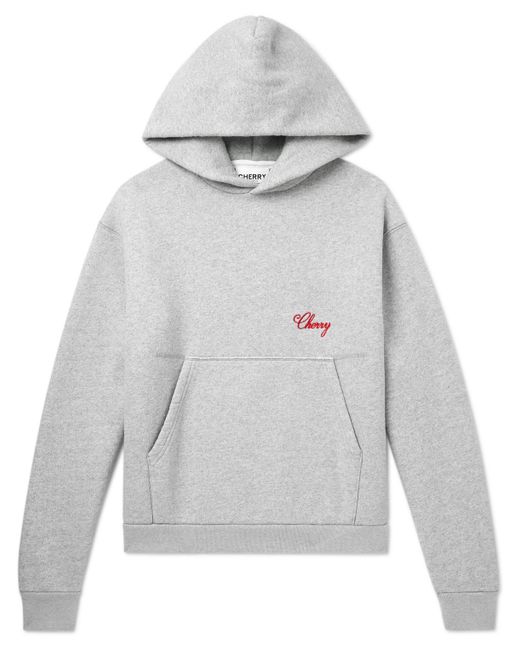 Cherry Los Angeles Logo-Embroidered Cotton-Blend Jersey Hoodie