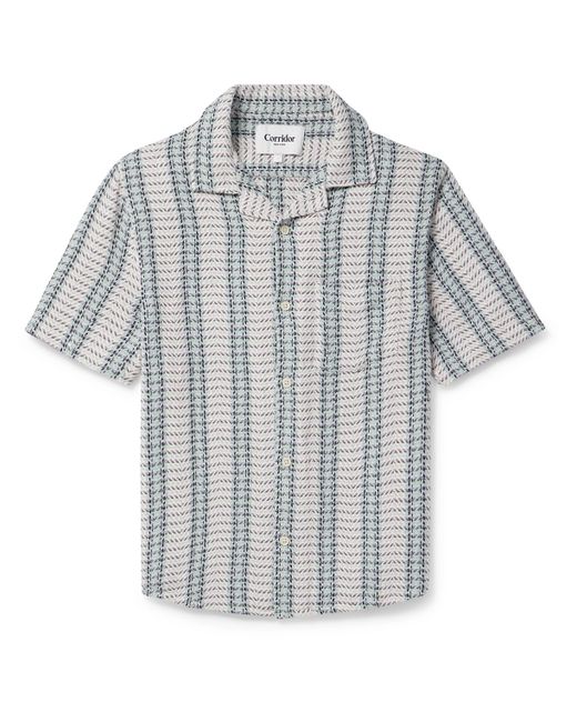 Corridor Riverside Camp-Collar Striped Cotton-Jacquard Shirt