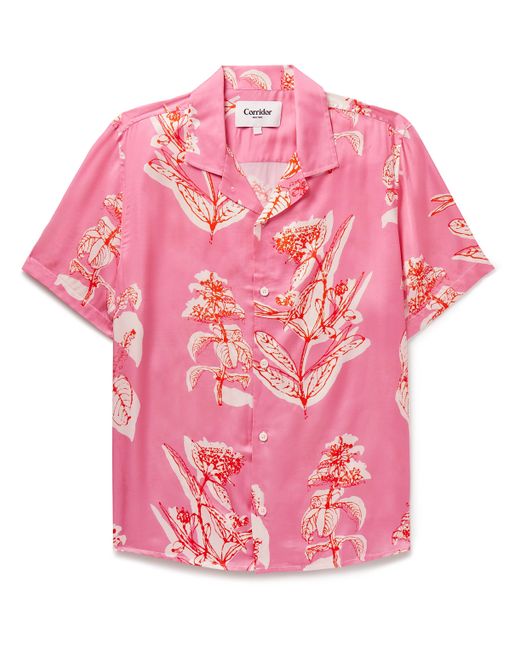 Corridor Convertible-Collar Floral-Print Satin Shirt
