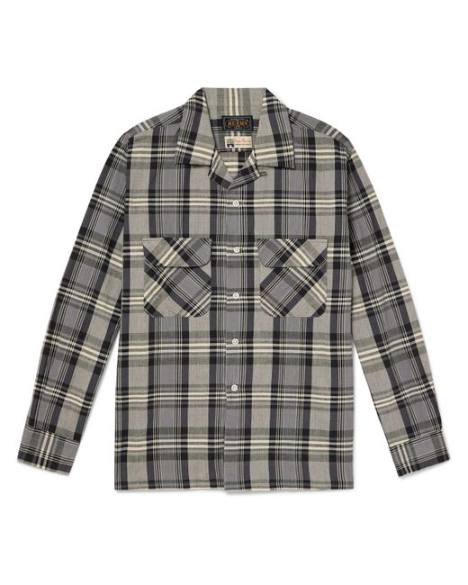 Beams Plus Convertible-Collar Checked Cotton Shirt