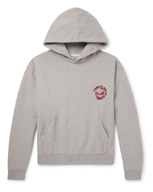 Cherry Los Angeles Logo-Embroidered Cotton-Jersey Hoodie