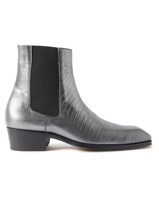 Tom Ford Tejus Bailey Metallic Lizard-Effect Leather Chelsea Boots