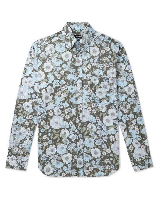Tom Ford Button-Down Collar Floral-Print Lyocell Shirt