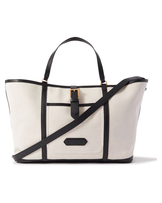Tom Ford Leather-Trimmed Canvas Tote Bag
