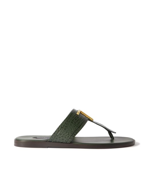 Tom Ford Brighton Logo-Embellished Croc-Effect Leather Sandals