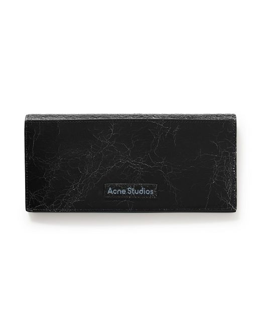 Acne Studios Logo-Print Cracked-Leather Bifold Wallet