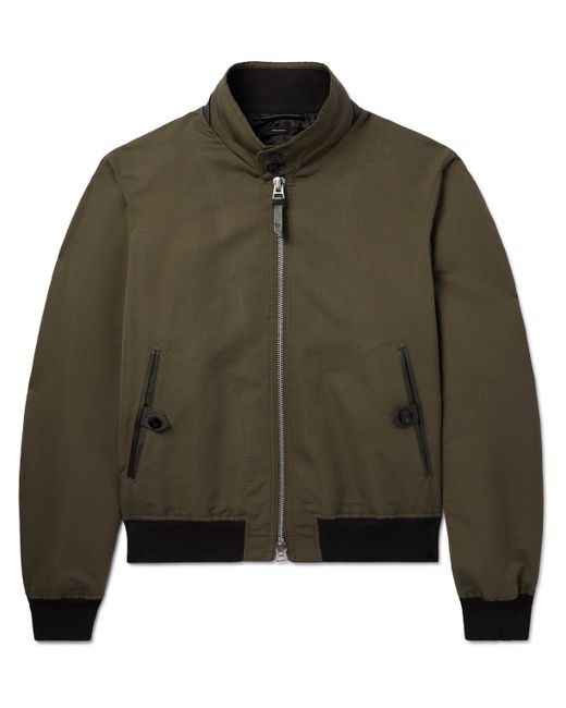 Tom Ford Leather-Trimmed Cotton and Silk-Blend Bomber Jacket