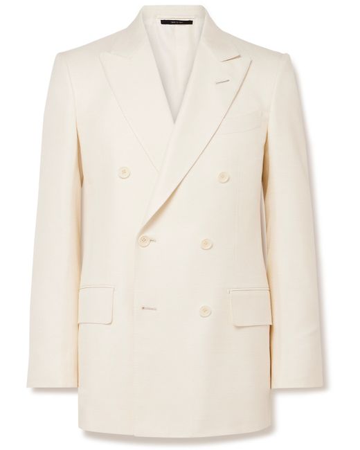 Tom Ford Atticus Double-Breasted Silk-Canvas Suit Jacket