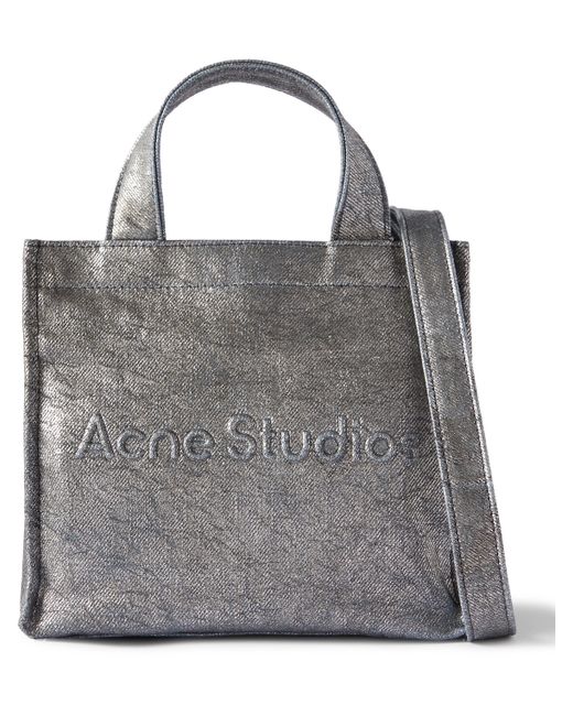 Acne Studios Logo-Embossed Metallic Denim Tote Bag