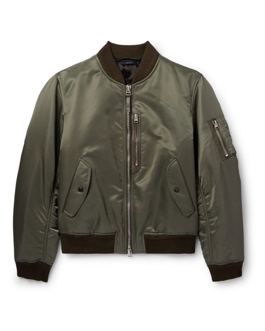 Tom Ford Leather-Trimmed Shell Bomber Jacket
