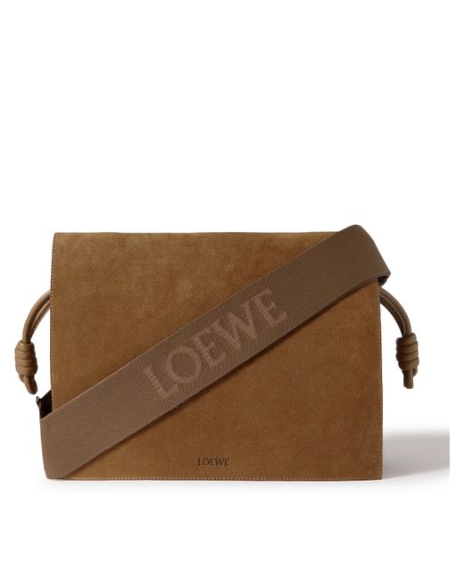 Loewe Flamenco Leather-Trimmed Suede Messenger Bag