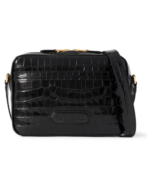 Tom Ford Croc-Effect Leather Messenger Bag