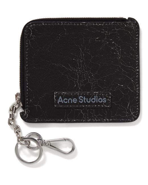 Acne Studios Logo-Print Cracked-Leather Zip-Around Wallet