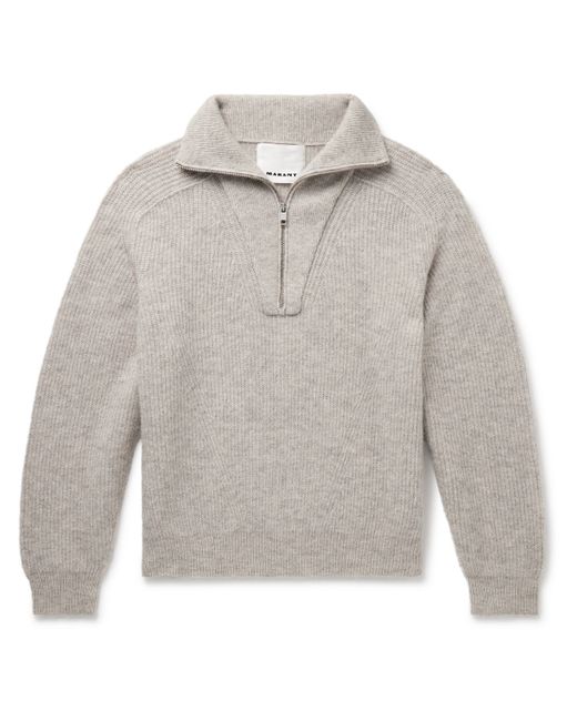 Marant Bryson Ribbed Alpaca-Blend Half-Zip Sweater
