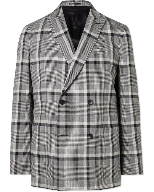 Mr P. Mr P. Double-Breasted Checked Linen-Blend Blazer