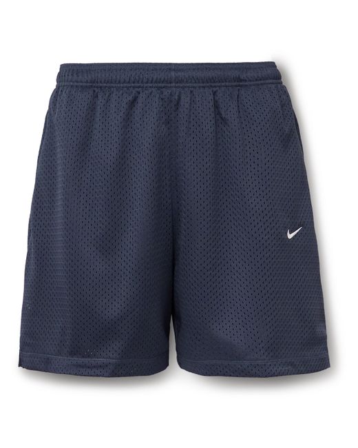 Nike Solo Swoosh Straight-Leg Logo-Embroidered Mesh Shorts