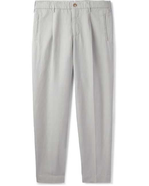 Incotex Tapered Cropped Pleated Chinolino Trousers