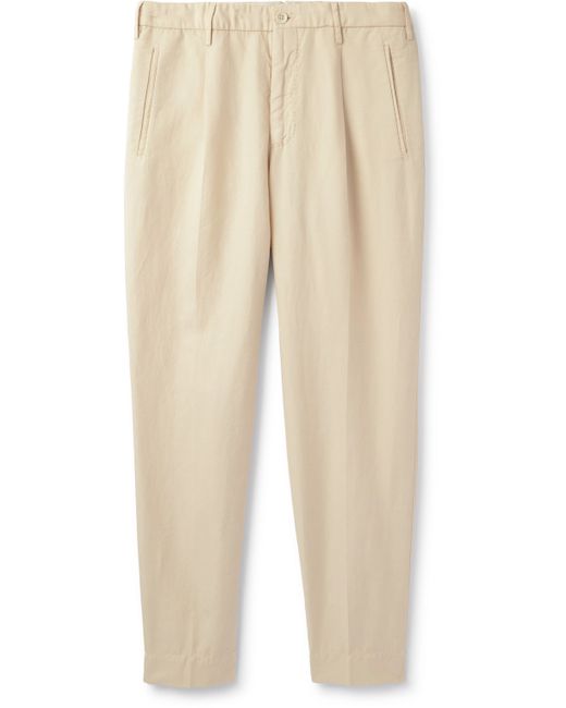 Incotex Tapered Cropped Pleated Chinolino Trousers