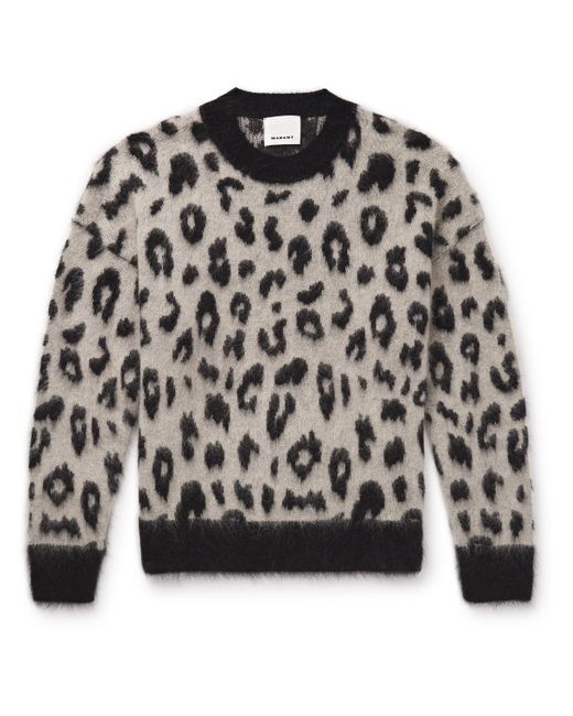 Marant Tevy Leopard-Jacquard Brushed-Knit Sweater