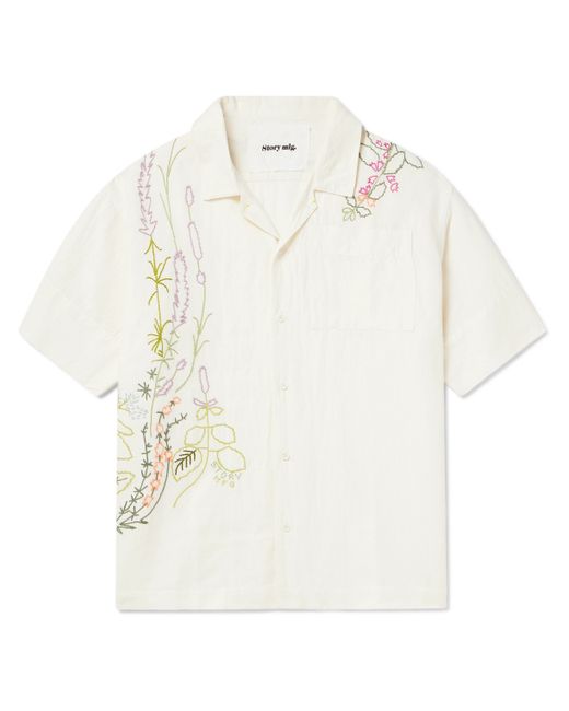 STORY mfg. Story Mfg. Greetings Camp-Collar Embroidered Cotton and Linen-Blend Shirt