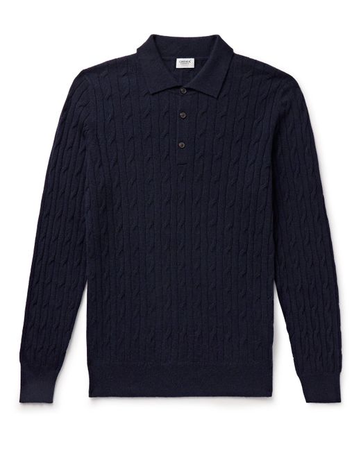 Ghiaia Cashmere Cable-Knit Cashmere Polo Shirt