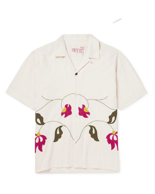 Kardo Craft Ayo Convertible-Collar Embroidered Cotton Shirt