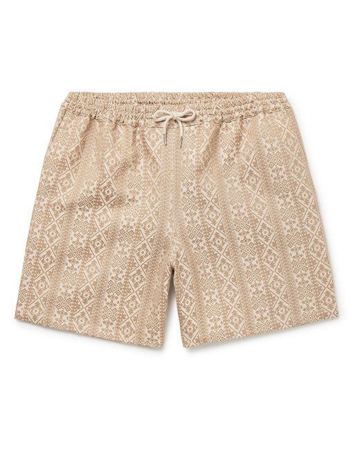 A Kind Of Guise Volta Straight-Leg Linen and Cotton-Blend Jacquard Drawstring Shorts