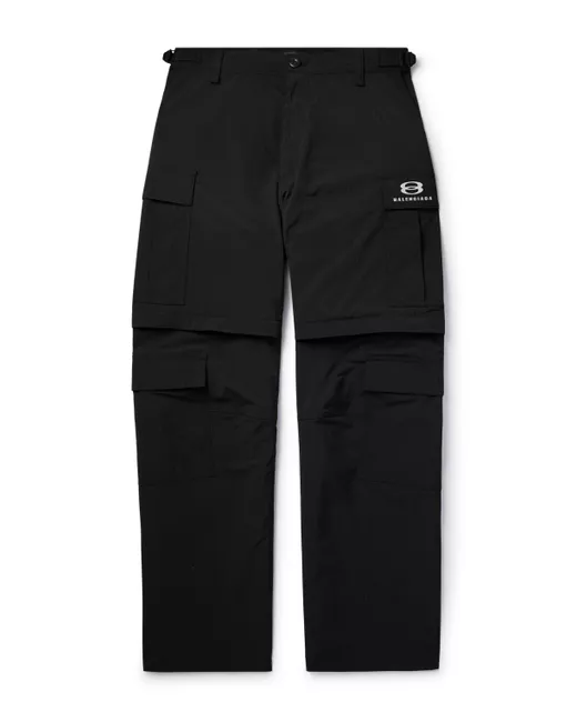 Balenciaga Wide-Leg Logo-Embroidered Ripstop Cargo Trousers