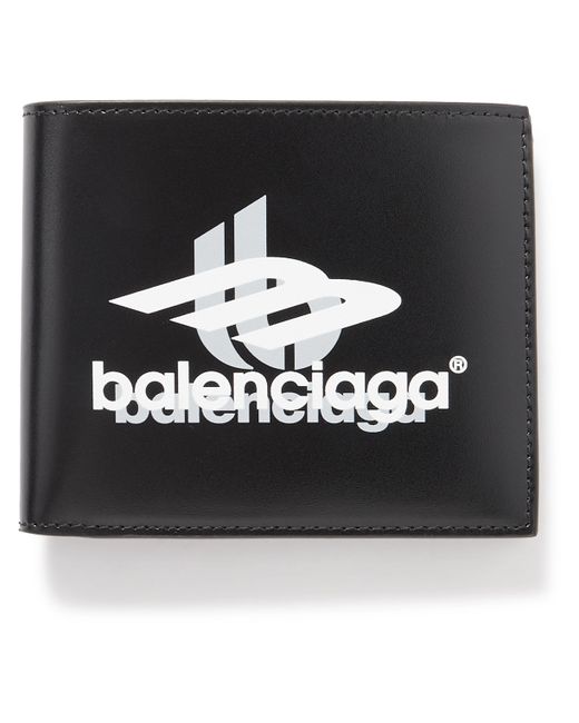 Balenciaga Cash Square Logo-Print Leather Bifold Wallet