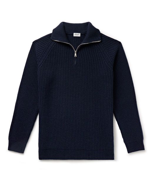 Ghiaia Cashmere Ribbed Wool Half-Zip Sweater