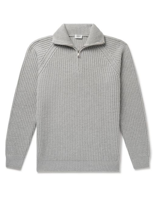 Ghiaia Cashmere Ribbed Wool Half-Zip Sweater