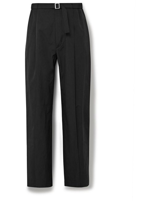 Amomento Straight-Leg Belted Pleated Shell Trousers