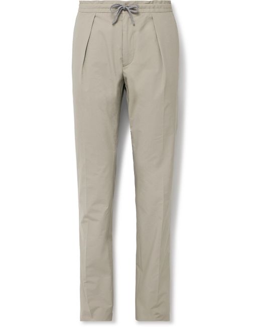 Incotex Venezia 1951 Slim-Fit Pleated Cotton-Blend Poplin Trousers