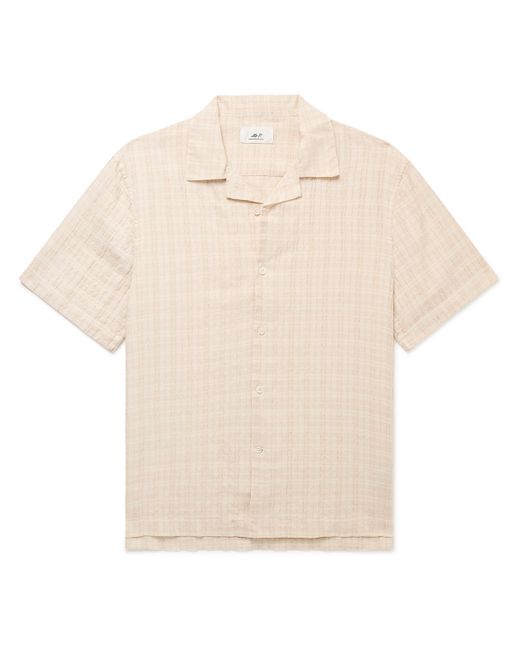 Mr P. Mr P. Camp-Collar Checked Cotton-Blend Seersucker Shirt