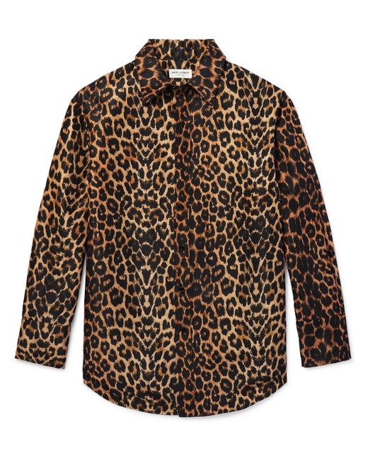 Saint Laurent Leopard-Print Silk-Satin Jacket