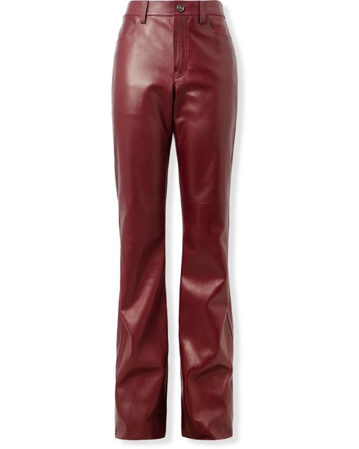 Versace Slim-Fit Flared Leather Trousers